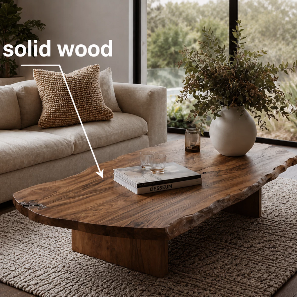 Flowing Sculptural Modern Coffee Table Crafted from Natural Solid Wood
