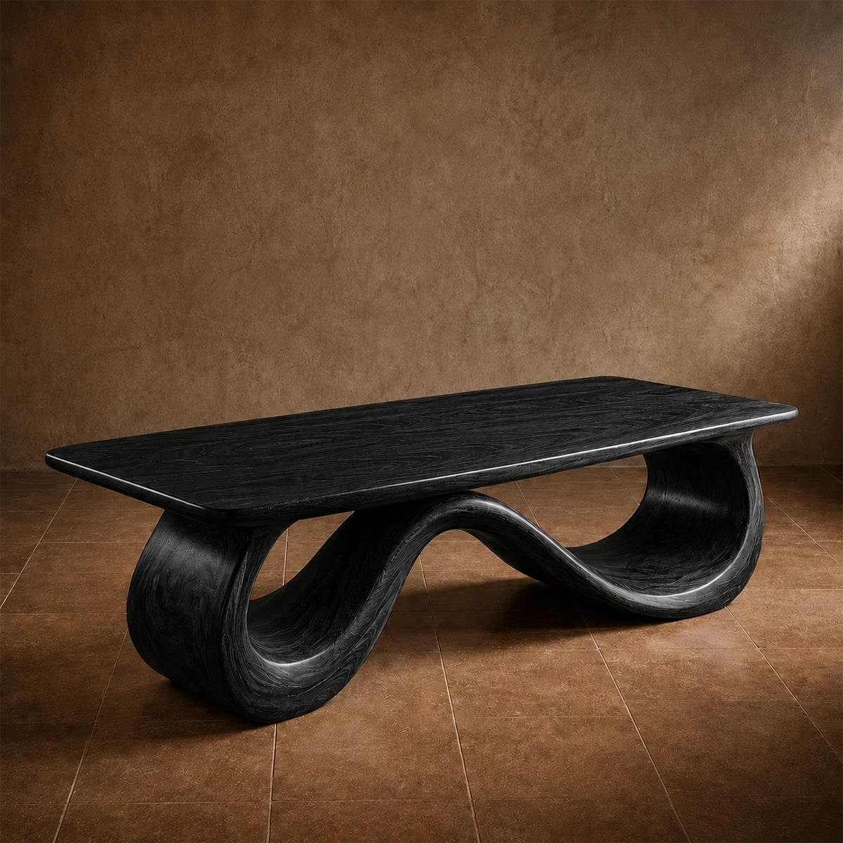 Wave Sculptural Coffee Table Crafted from Natural Solid Wood