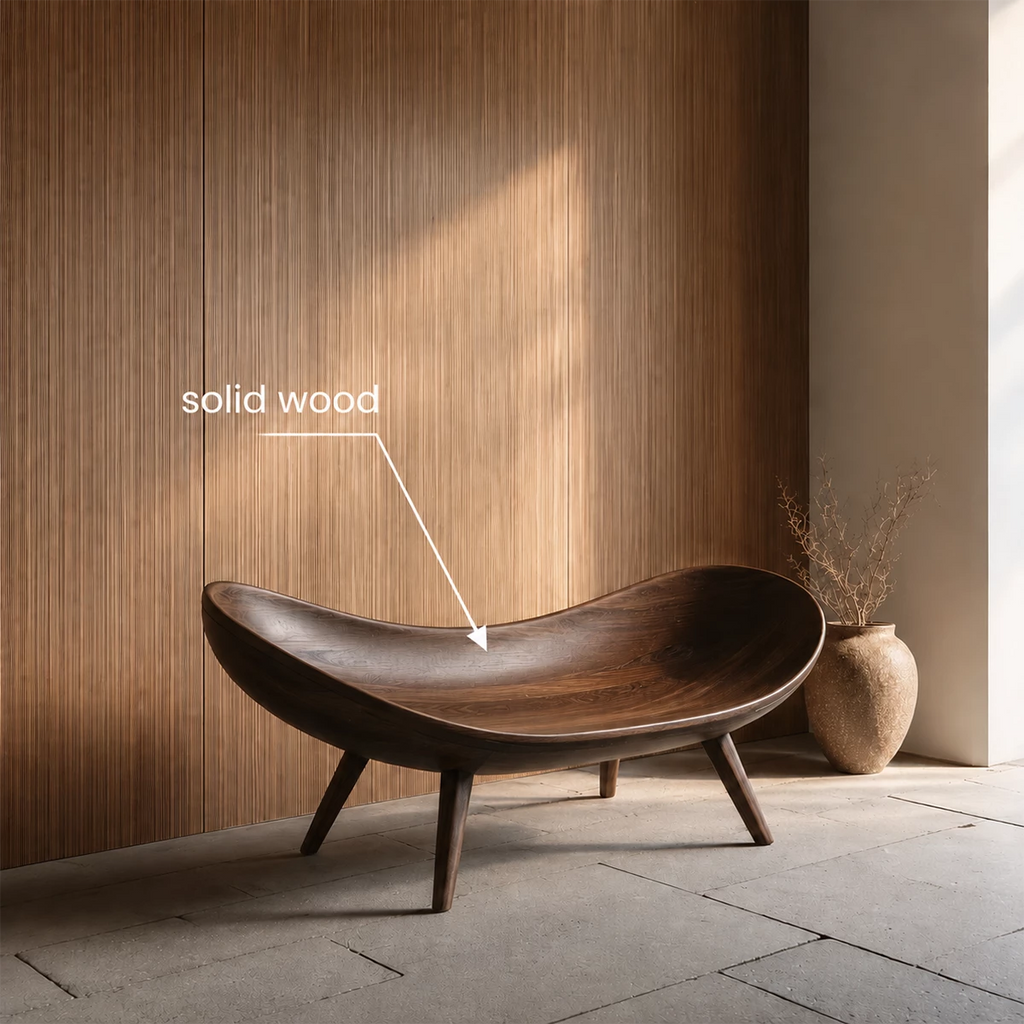 Sculptural Wood Lounge Chair – Organic Natural Wood Chaise for Modern Interior