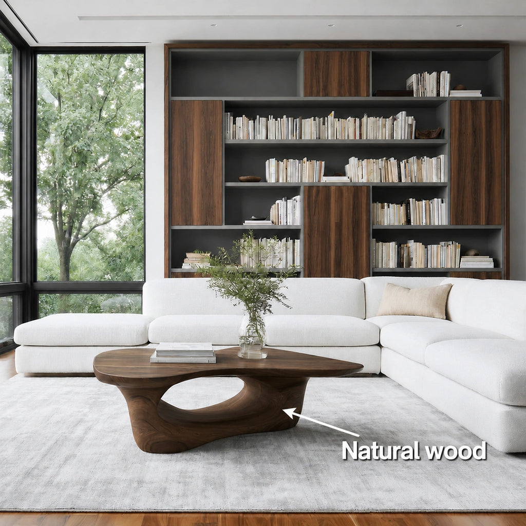 Natural Solid Wood Coffee Table – Sculptural Modern Style