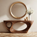 Organic Void Natural Solid Wood Console Table with Sculptural Open Base