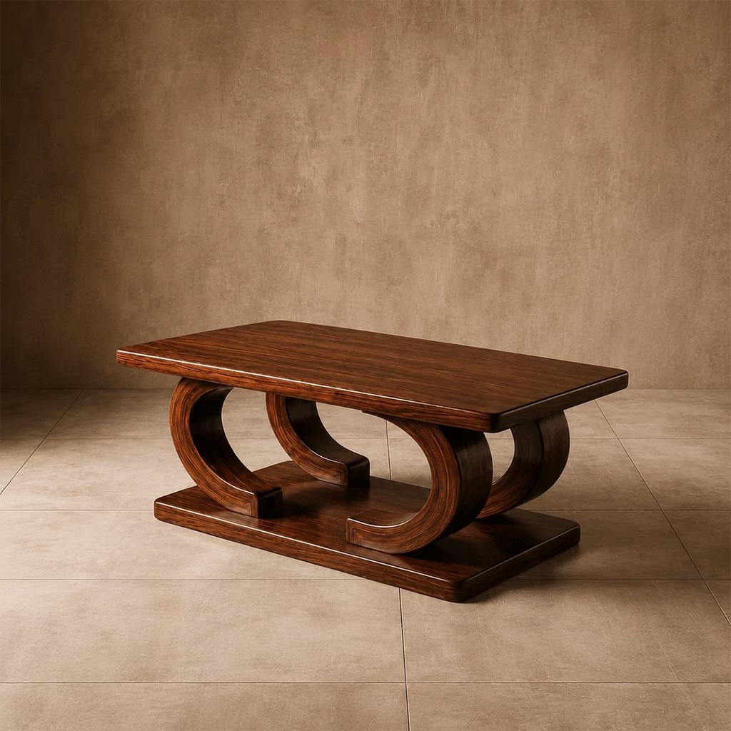 Rectangular Arch Wood Coffee Table – Sculptural Natural Wood Center Table for Living Room