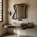 Natural Solid Wood Floating Bathroom Vanity with Sculptural Live Edge