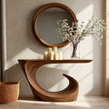 Wave Form Natural Solid Wood Console Table for Modern Entryways