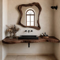 Natural Solid Wood Floating Bathroom Vanity with Hand Sculpted Live Edge