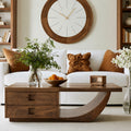 Natural Solid Wood Coffee Table – Sculptural Modern Storage Style