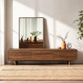 Contemporary Natural Solid Wood TV Stand with Concealed Storage