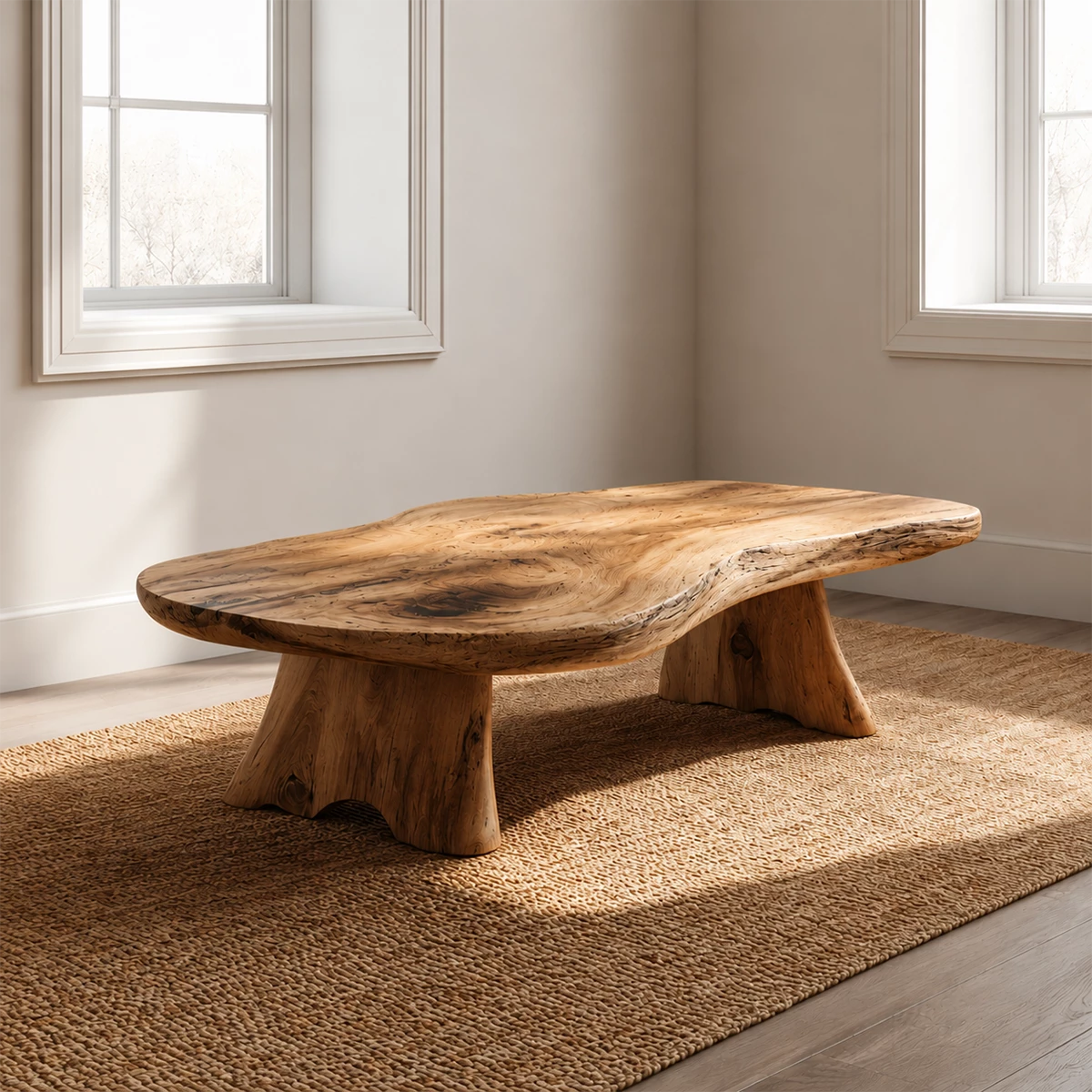Organic Live Edge Coffee Table – Natural Wood Center Table for Modern Living Room