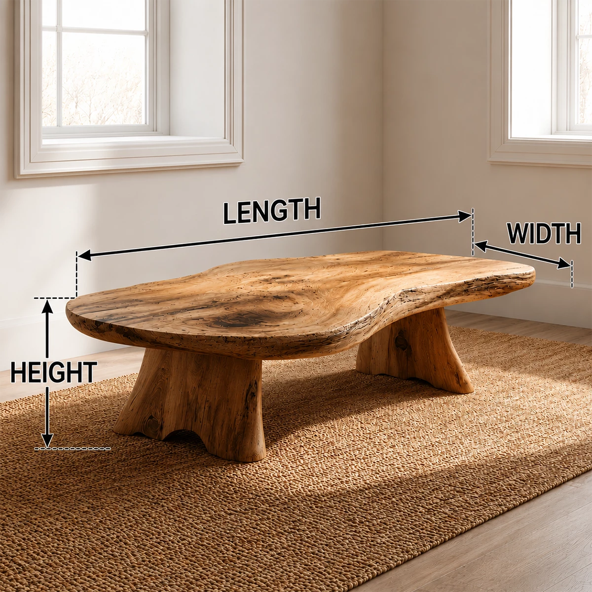 Organic Live Edge Coffee Table – Natural Wood Center Table for Modern Living Room