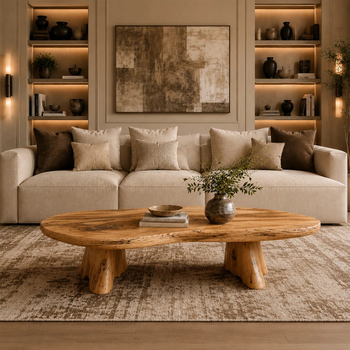 Organic Live Edge Coffee Table – Natural Wood Center Table for Modern Living Room