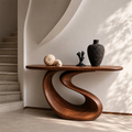 Organic Loop Sculptural Console Table in Natural Solid Wood