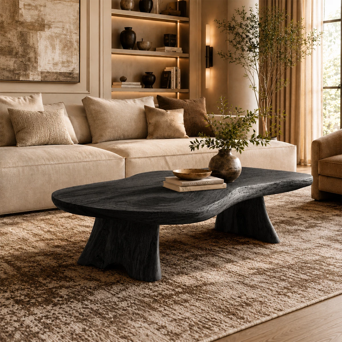 Organic Live Edge Coffee Table – Natural Wood Center Table for Modern Living Room