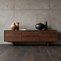 Minimalist Natural Solid Wood TV Stand with Drawer and Cabinet Storage