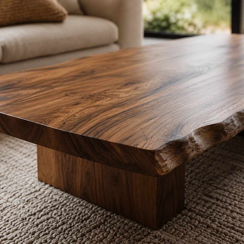 Flowing Sculptural Modern Coffee Table Crafted from Natural Solid Wood