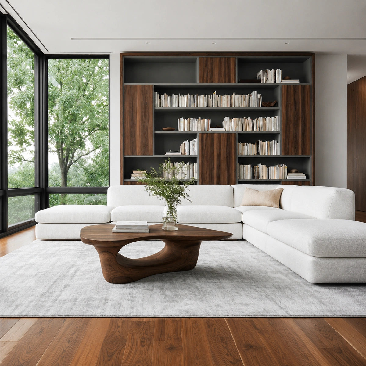 Natural Solid Wood Coffee Table – Sculptural Modern Style