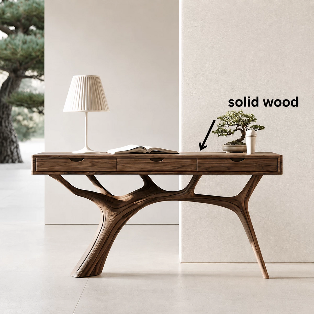 Natural Solid Wood Console Table Branch Frame Wabi Sabi Style