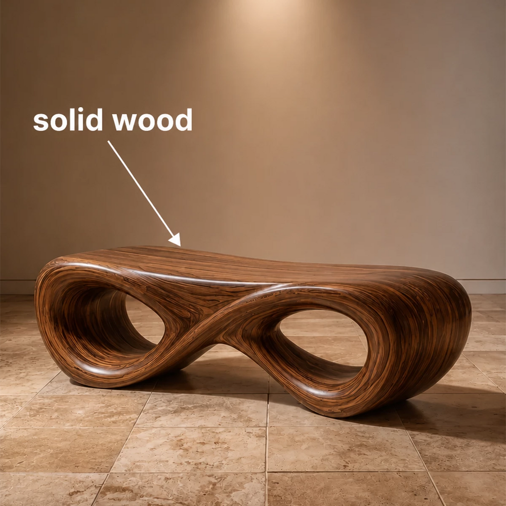 Sculptural Wave Wood Bench – Organic Natural Wood Bench for Modern Interior