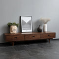Scandinavian Natural Solid Wood TV Stand with Three Drawer Storage