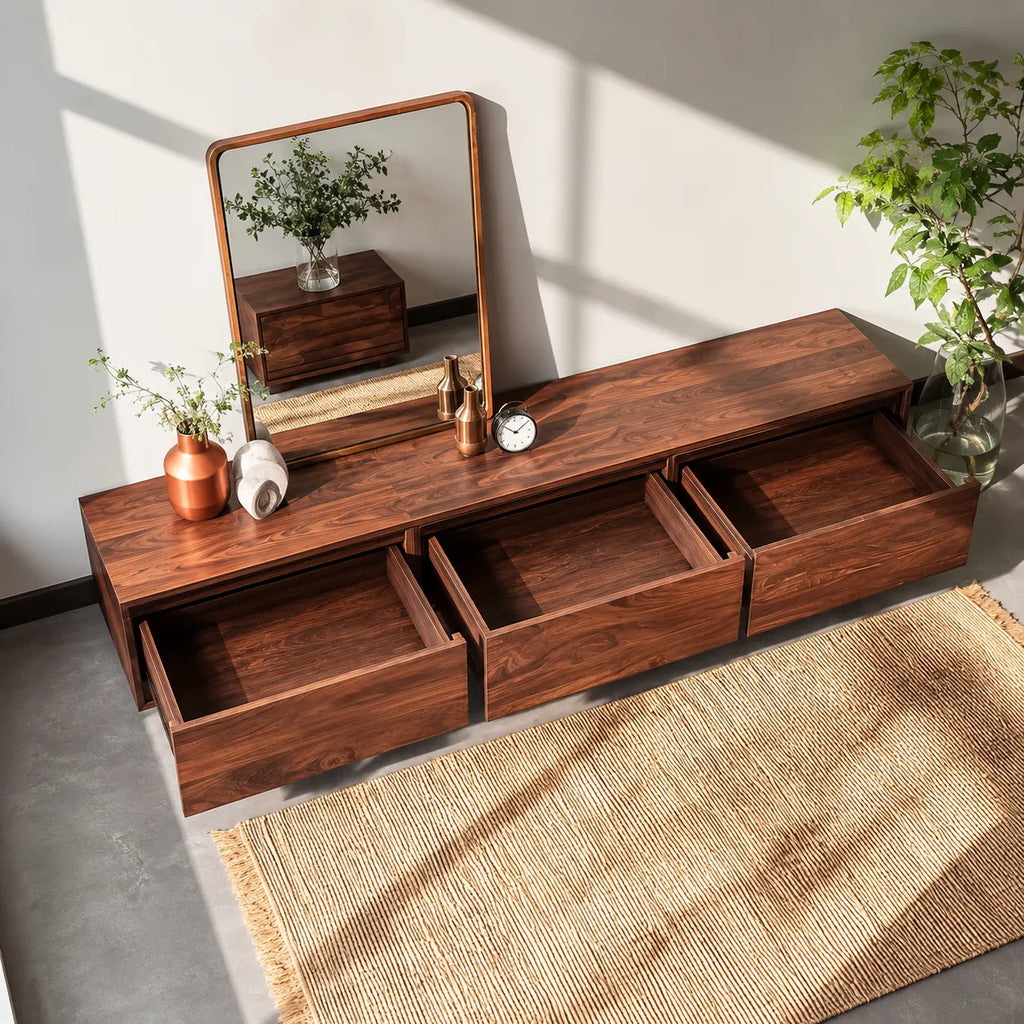 Minimalist Low Profile TV Stand with Seamless Storage Design