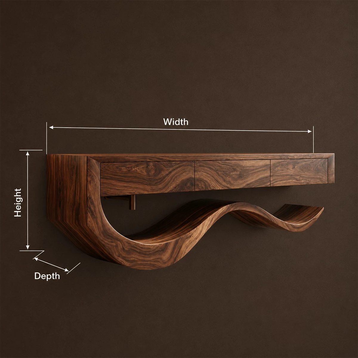 Organic Bathroom Vanity With Sculptural Wave Solid Wood Base