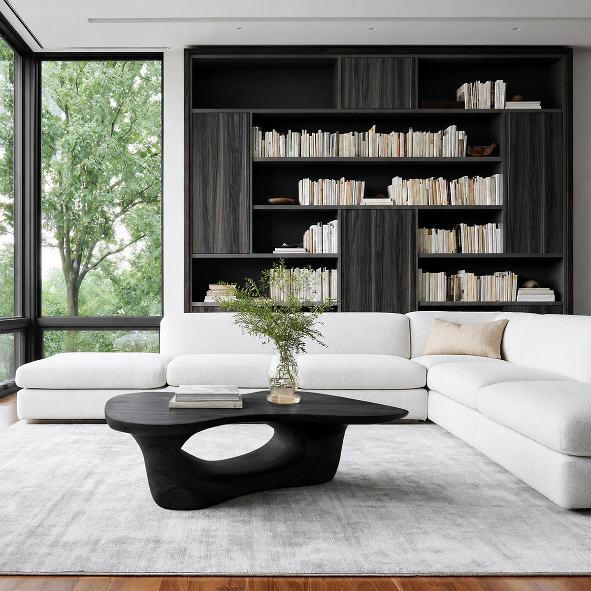 Natural Solid Wood Coffee Table – Sculptural Modern Style