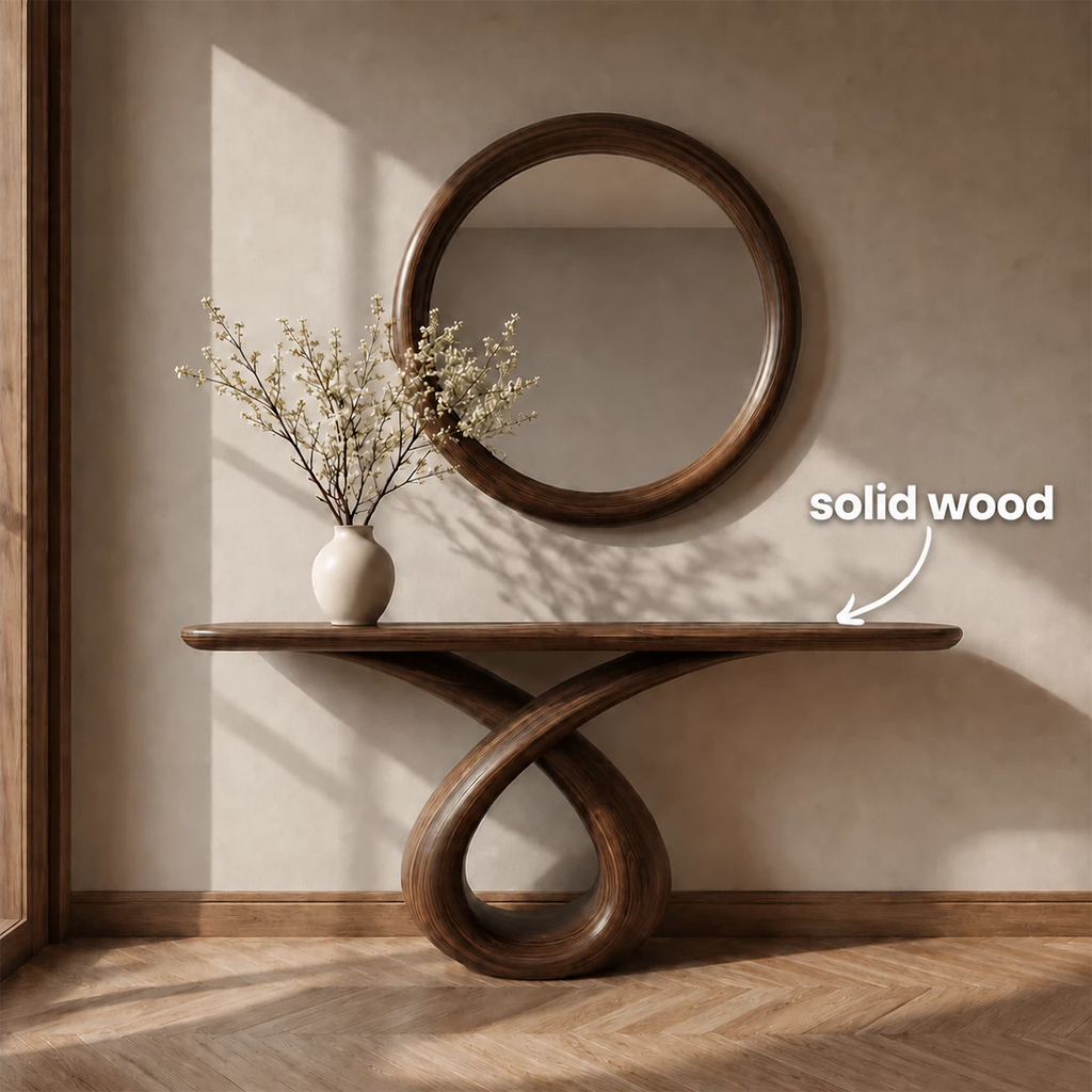 Infinity Loop Console Table in Natural Solid Wood