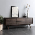 Mid Century Natural Solid Wood TV Stand with Drawer and Cabinet Storage