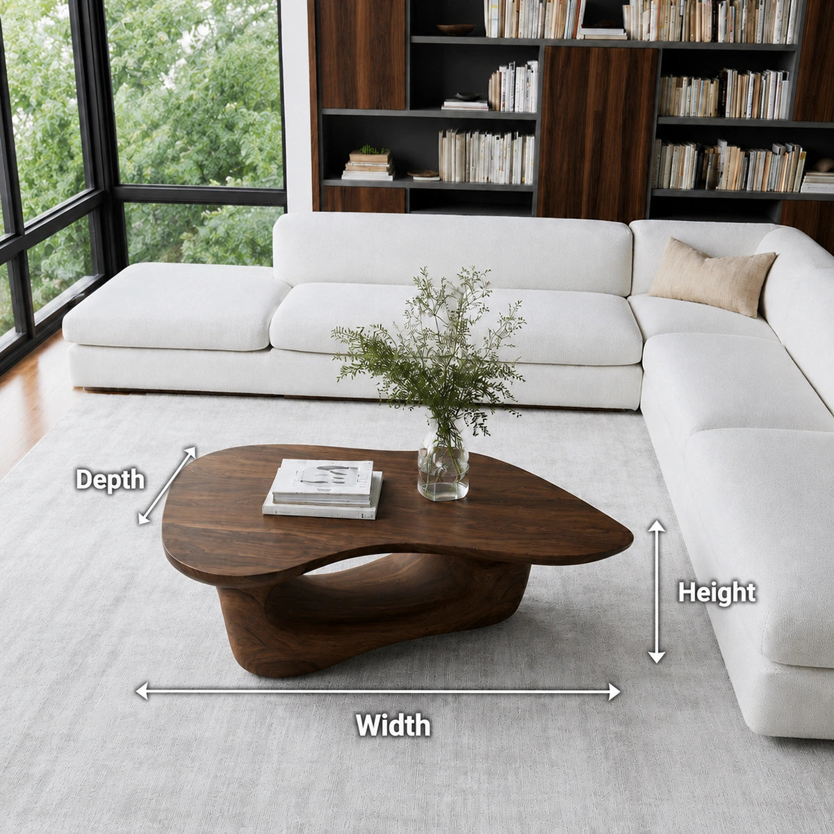 Natural Solid Wood Coffee Table – Sculptural Modern Style