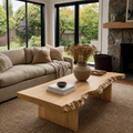 Live Edge Modern Coffee Table Crafted from Natural Solid Wood