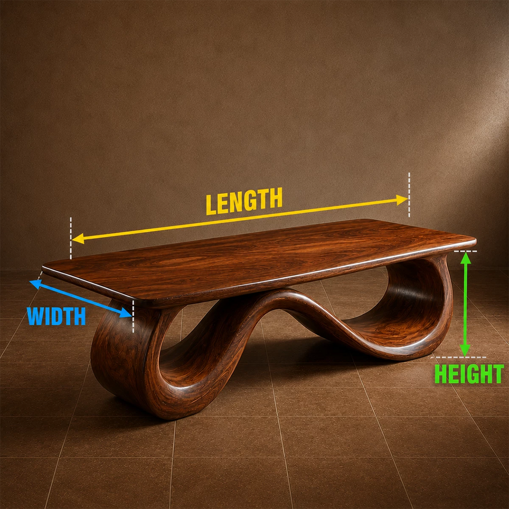 Wave Sculptural Coffee Table Crafted from Natural Solid Wood