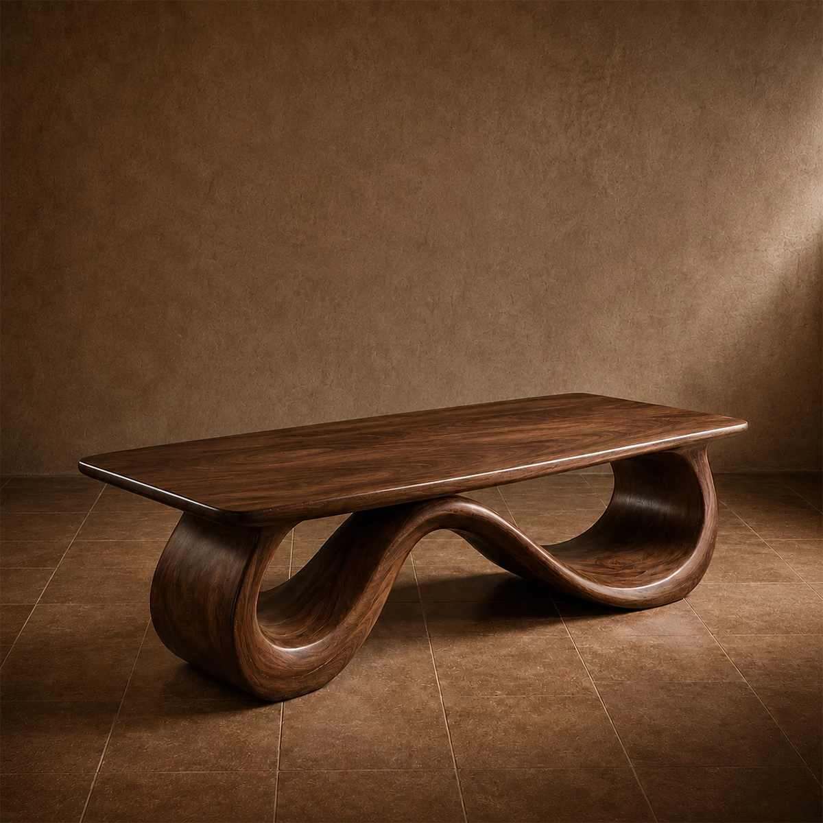 Wave Sculptural Coffee Table Crafted from Natural Solid Wood