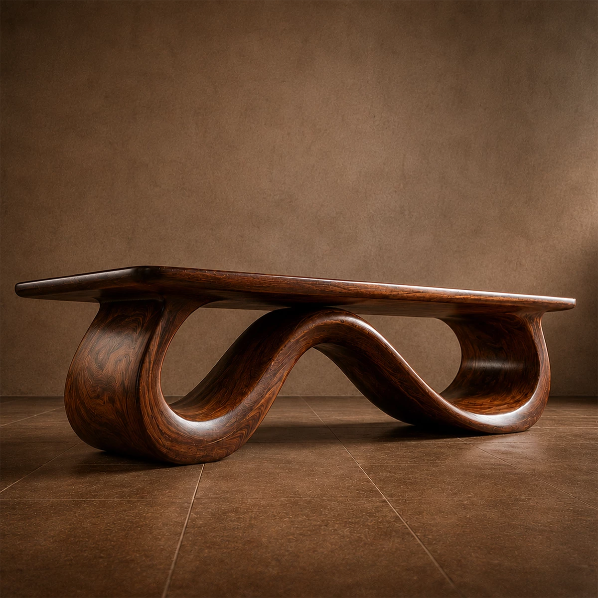 Wave Sculptural Coffee Table Crafted from Natural Solid Wood