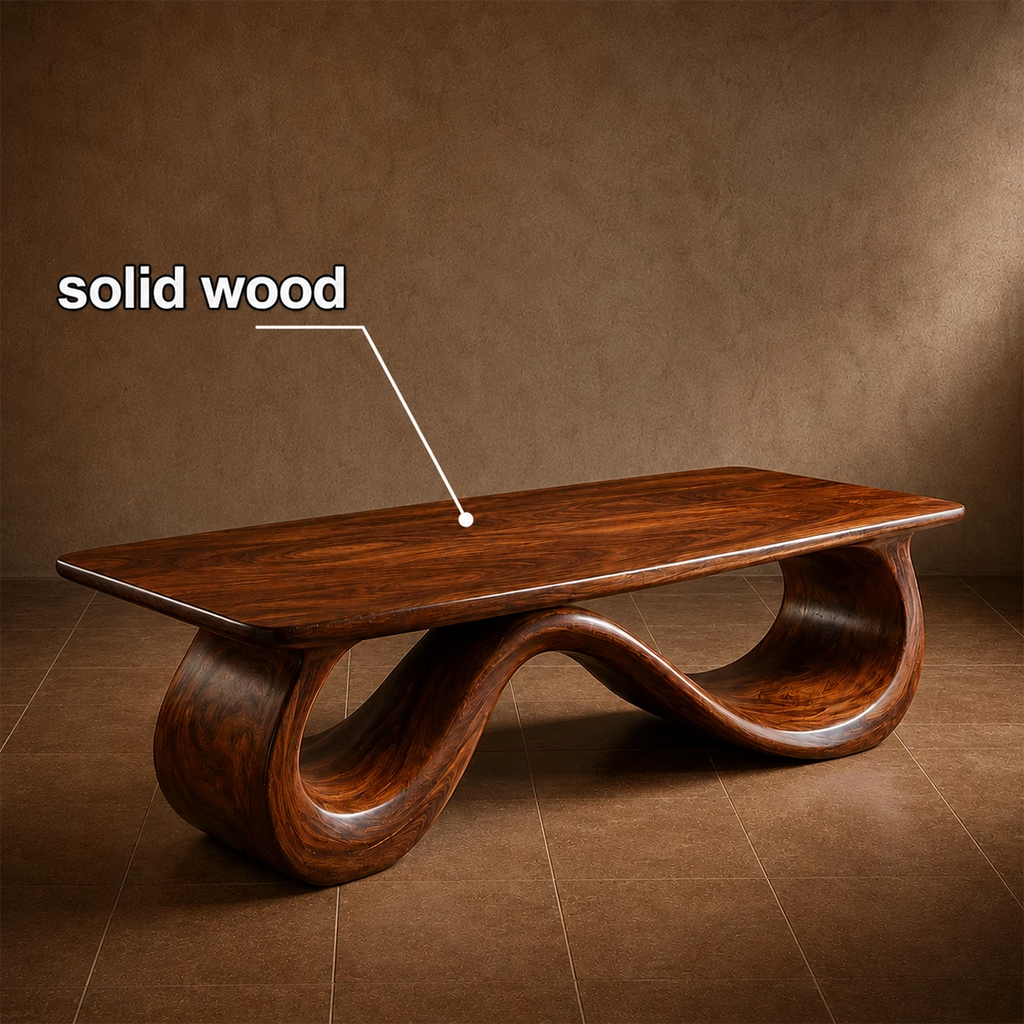 Wave Sculptural Coffee Table Crafted from Natural Solid Wood