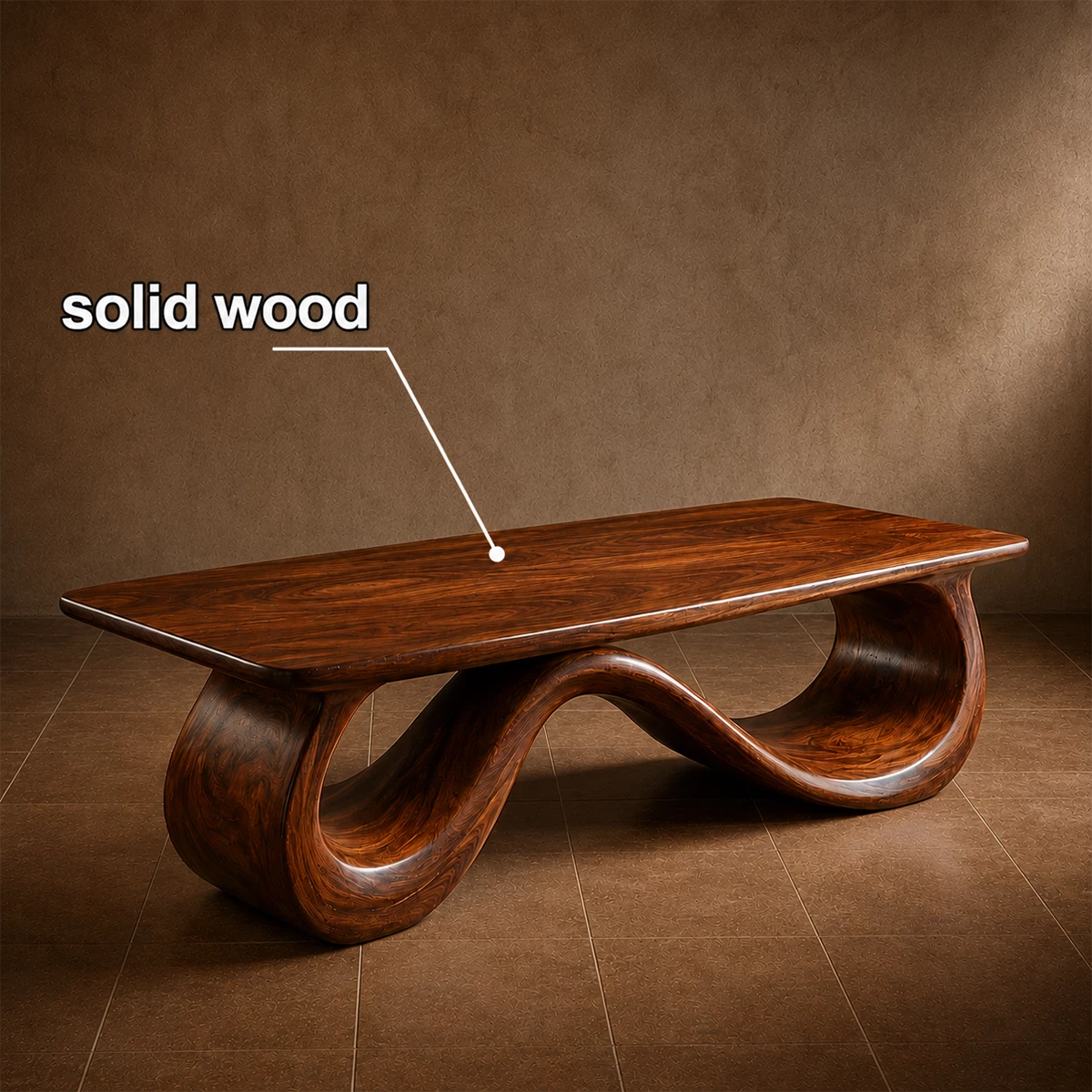 Wave Sculptural Coffee Table Crafted from Natural Solid Wood