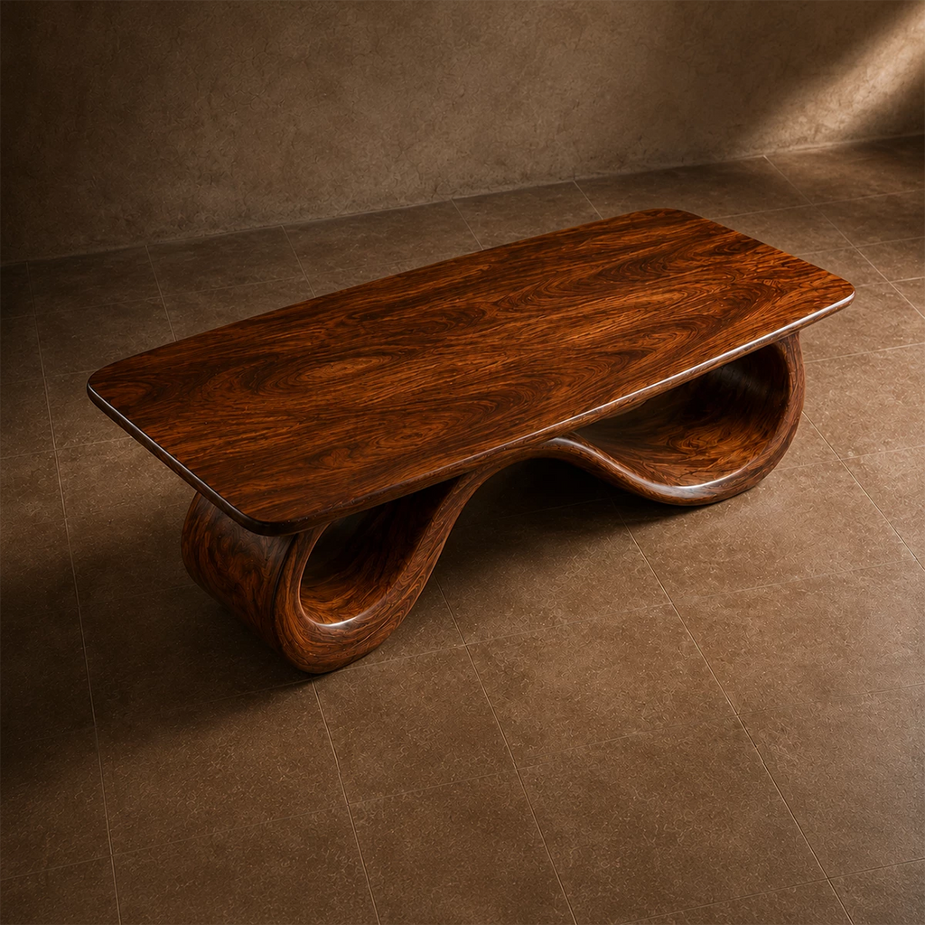 Wave Sculptural Coffee Table Crafted from Natural Solid Wood
