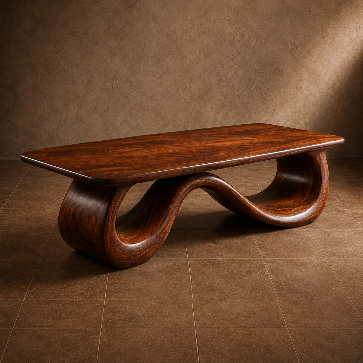 Wave Sculptural Coffee Table Crafted from Natural Solid Wood