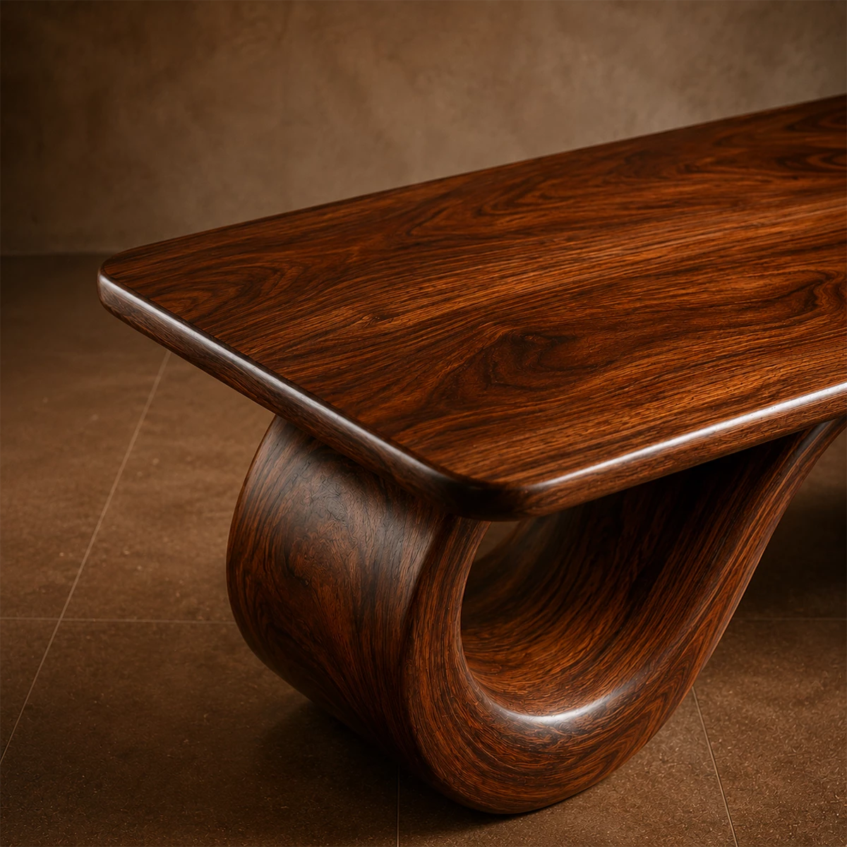 Wave Sculptural Coffee Table Crafted from Natural Solid Wood