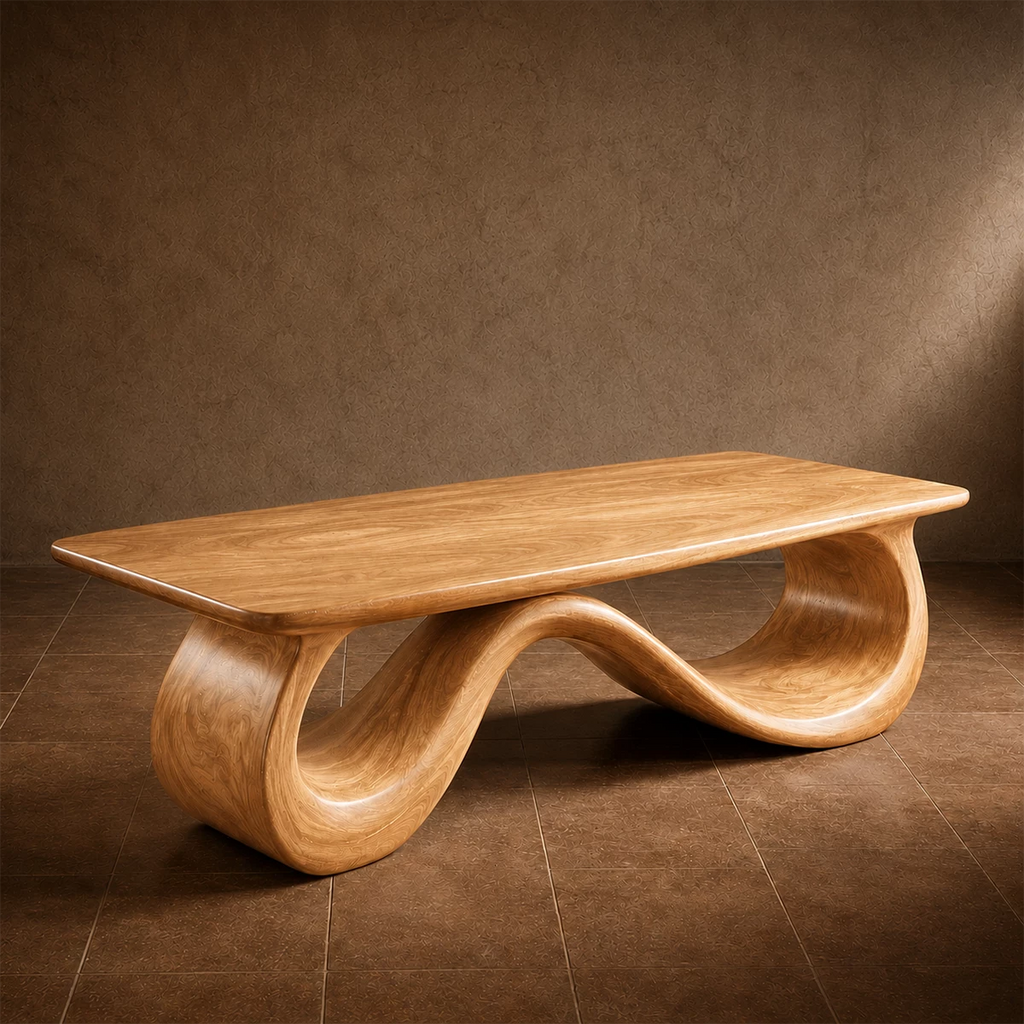 Wave Sculptural Coffee Table Crafted from Natural Solid Wood