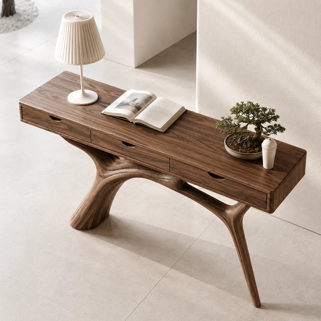 Natural Solid Wood Console Table Branch Frame Wabi Sabi Style