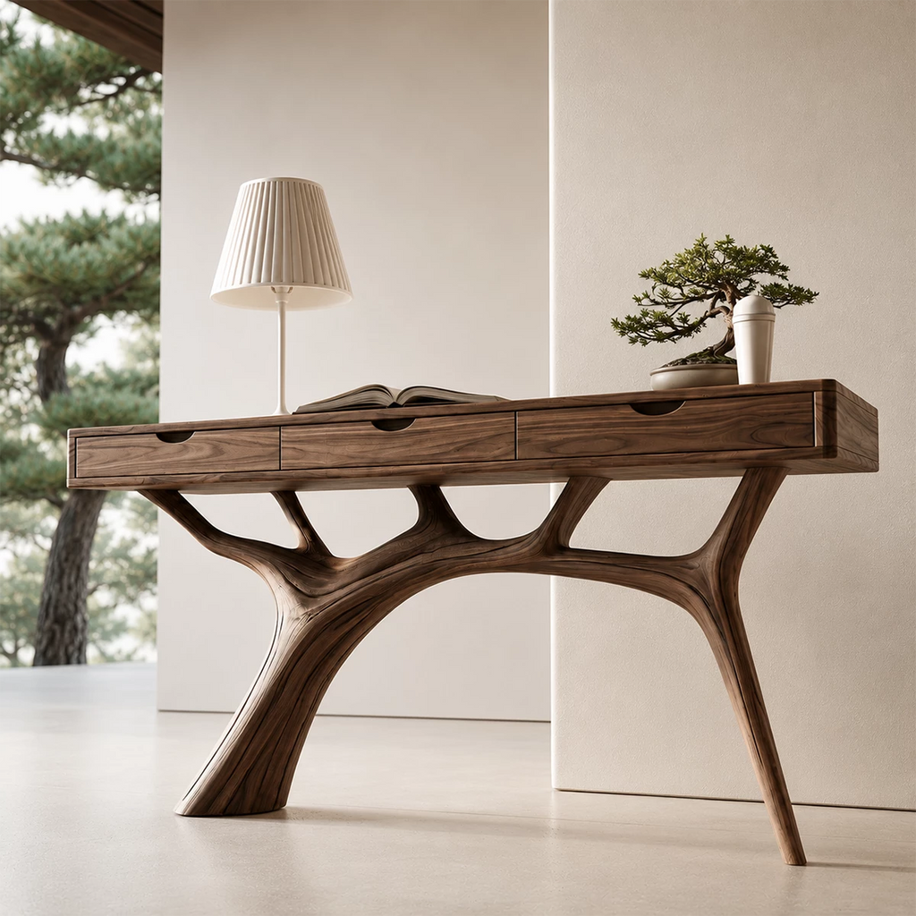Natural Solid Wood Console Table Branch Frame Wabi Sabi Style