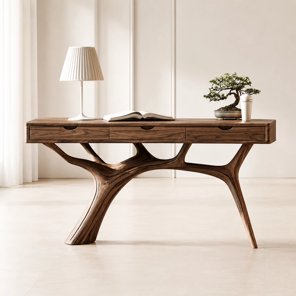 Natural Solid Wood Console Table Branch Frame Wabi Sabi Style