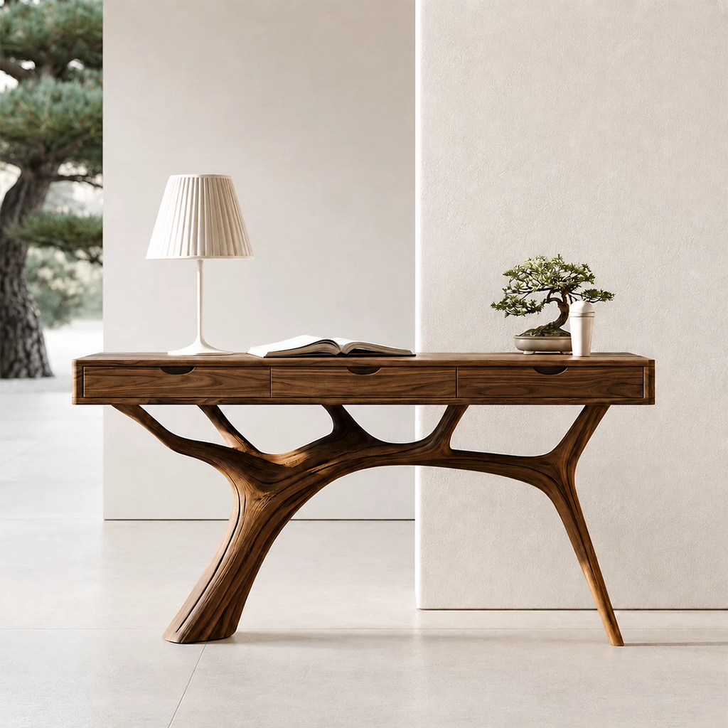 Natural Solid Wood Console Table Branch Frame Wabi Sabi Style