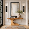 Natural Solid Wood Console Table Sculptural Crescent Modern Style