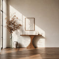 Natural Solid Wood Sculptural Console Table for Entryway and Hallway