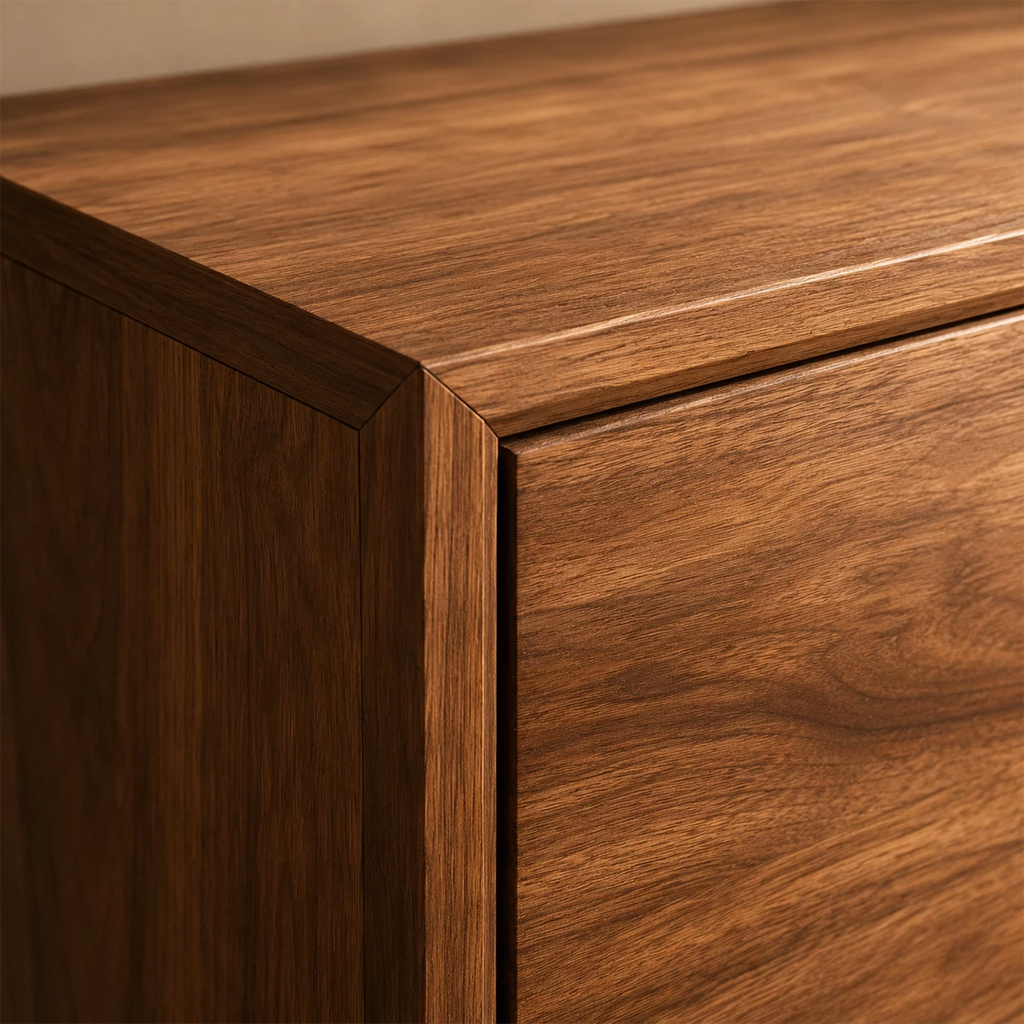 Natural Solid Wood Floating Bathroom Vanity with Concealed Storage and Open Shelf