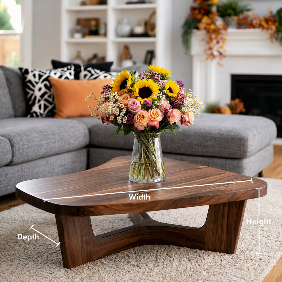 Organic Solid Wood Coffee Table With Sculptural Open Base And Rounded Edges For Modern Living Room