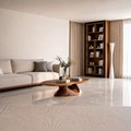 Round Solid Wood Coffee Table With Sculptural Hollow Base And Natural Wood Grain For Modern Living Room