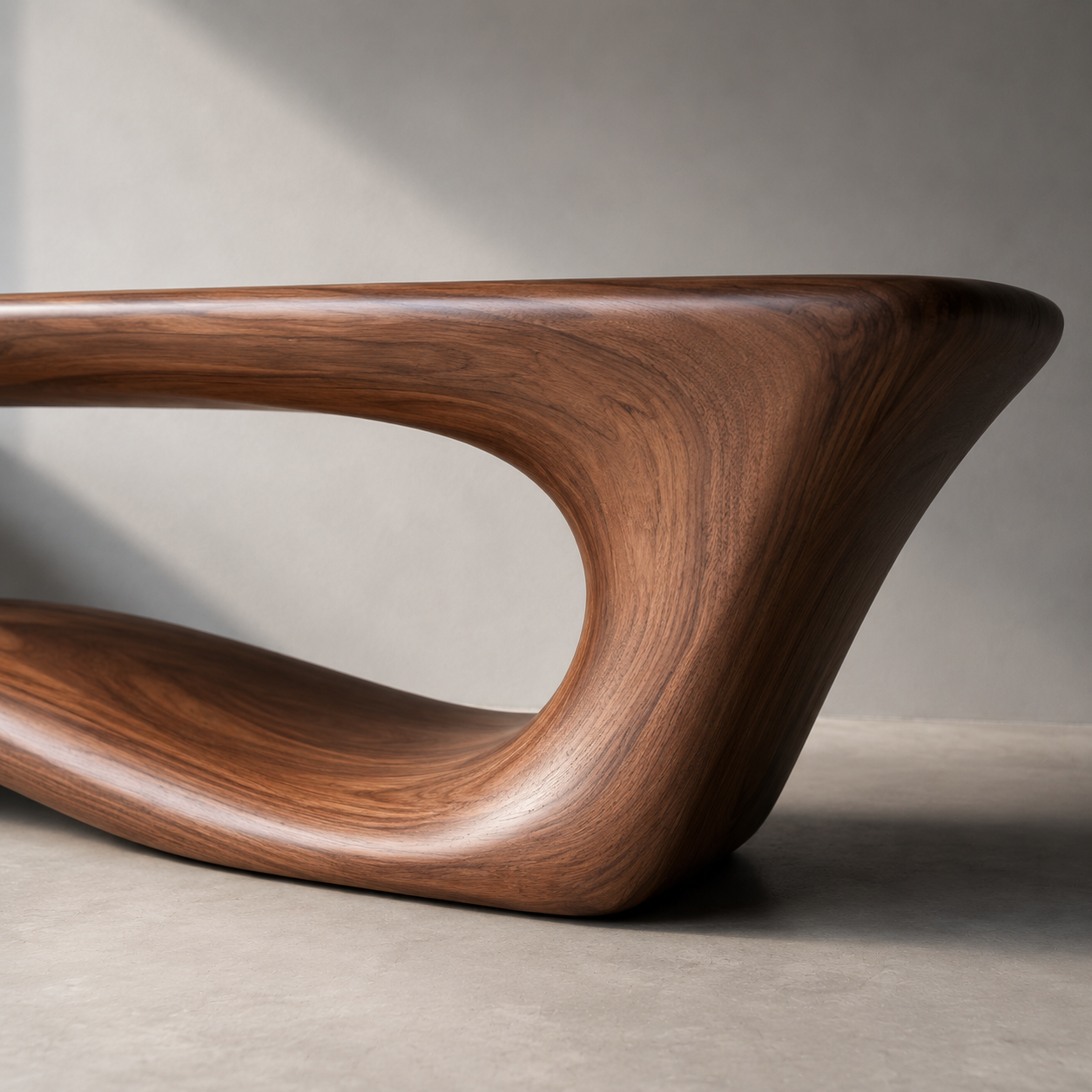 Sculptural Wave Wood Console Table – Organic Natural Wood Console for Modern Interior