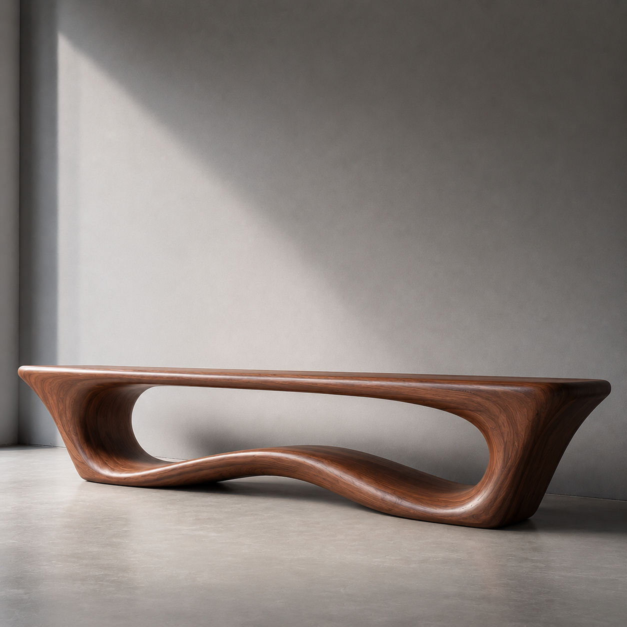 Sculptural Wave Wood Console Table – Organic Natural Wood Console for Modern Interior