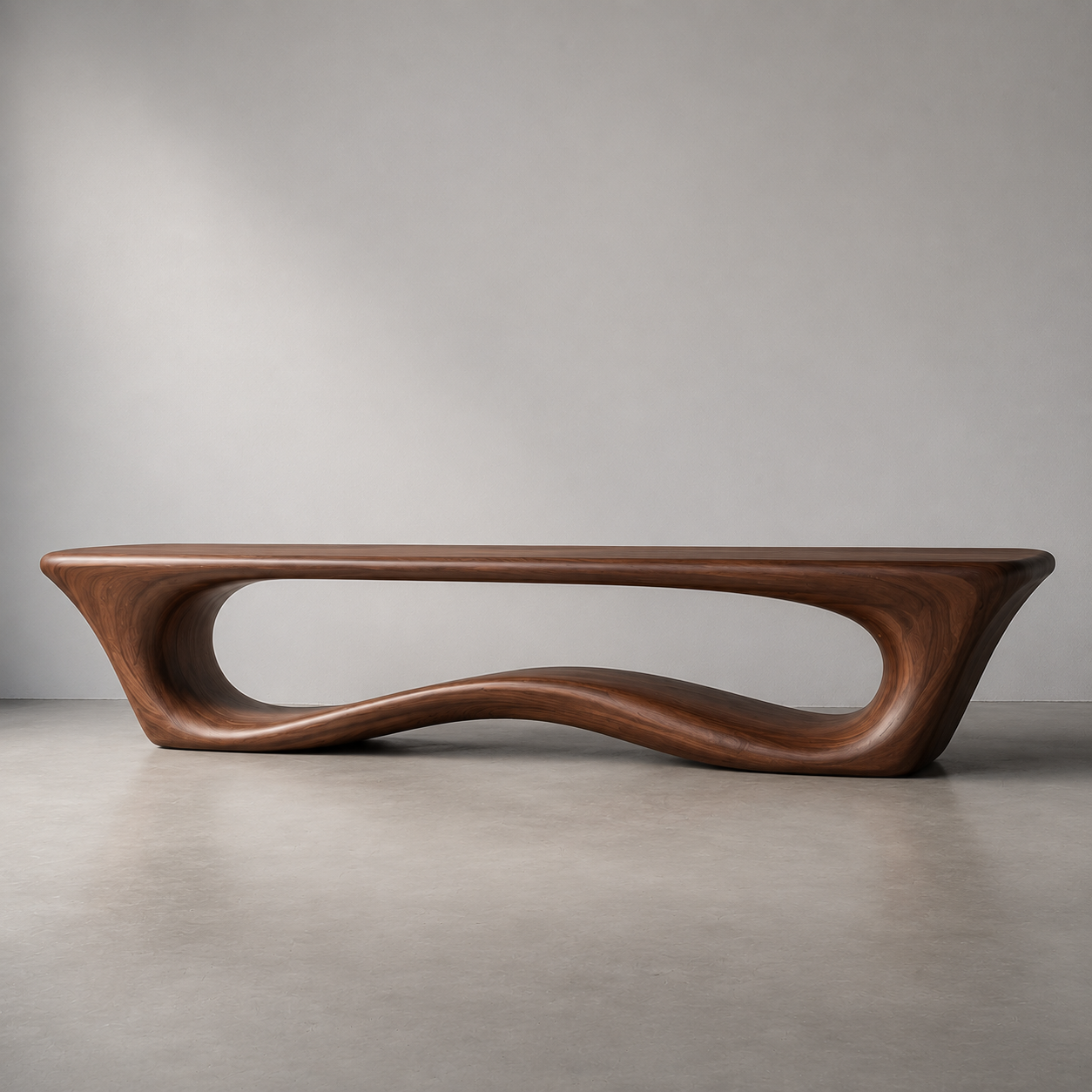 Sculptural Wave Wood Console Table – Organic Natural Wood Console for Modern Interior